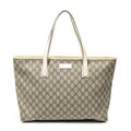 Shoulder Bag Large Zip Shopping Tote Beige Supreme Coated Canvas