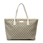 Shoulder Bag Large Zip Shopping Tote Beige Supreme Coated Canvas