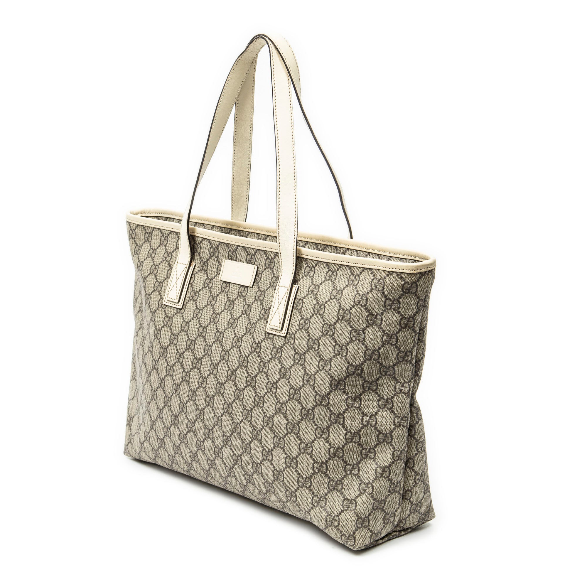 Shoulder Bag Large Zip Shopping Tote Beige Supreme Coated Canvas