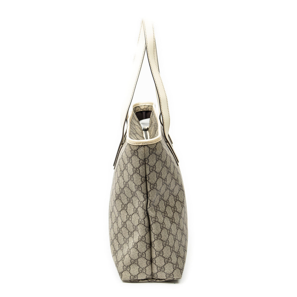 Shoulder Bag Large Zip Shopping Tote Beige Supreme Coated Canvas