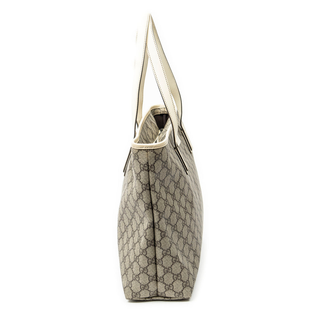 Shoulder Bag Large Zip Shopping Tote Beige Supreme Coated Canvas
