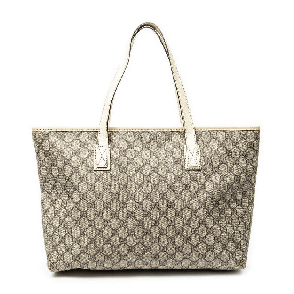 Shoulder Bag Large Zip Shopping Tote Beige Supreme Coated Canvas