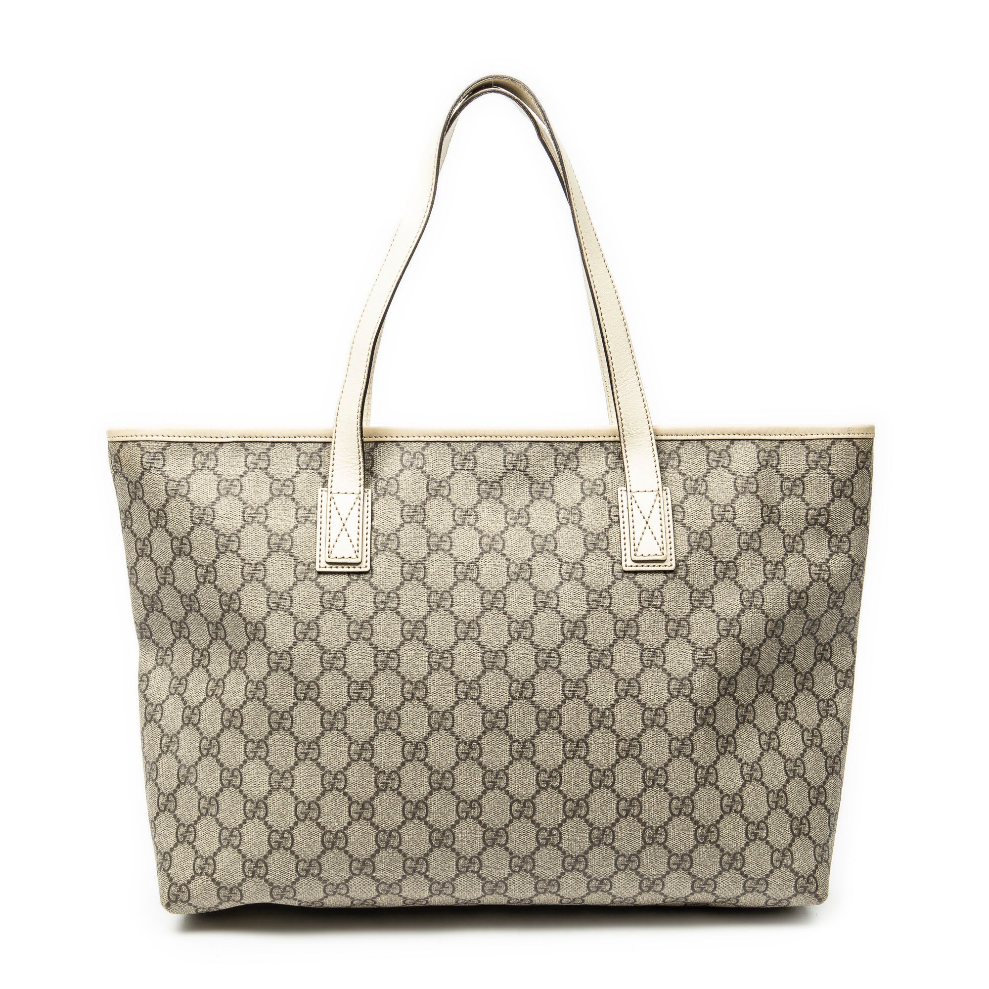 Shoulder Bag Large Zip Shopping Tote Beige Supreme Coated Canvas
