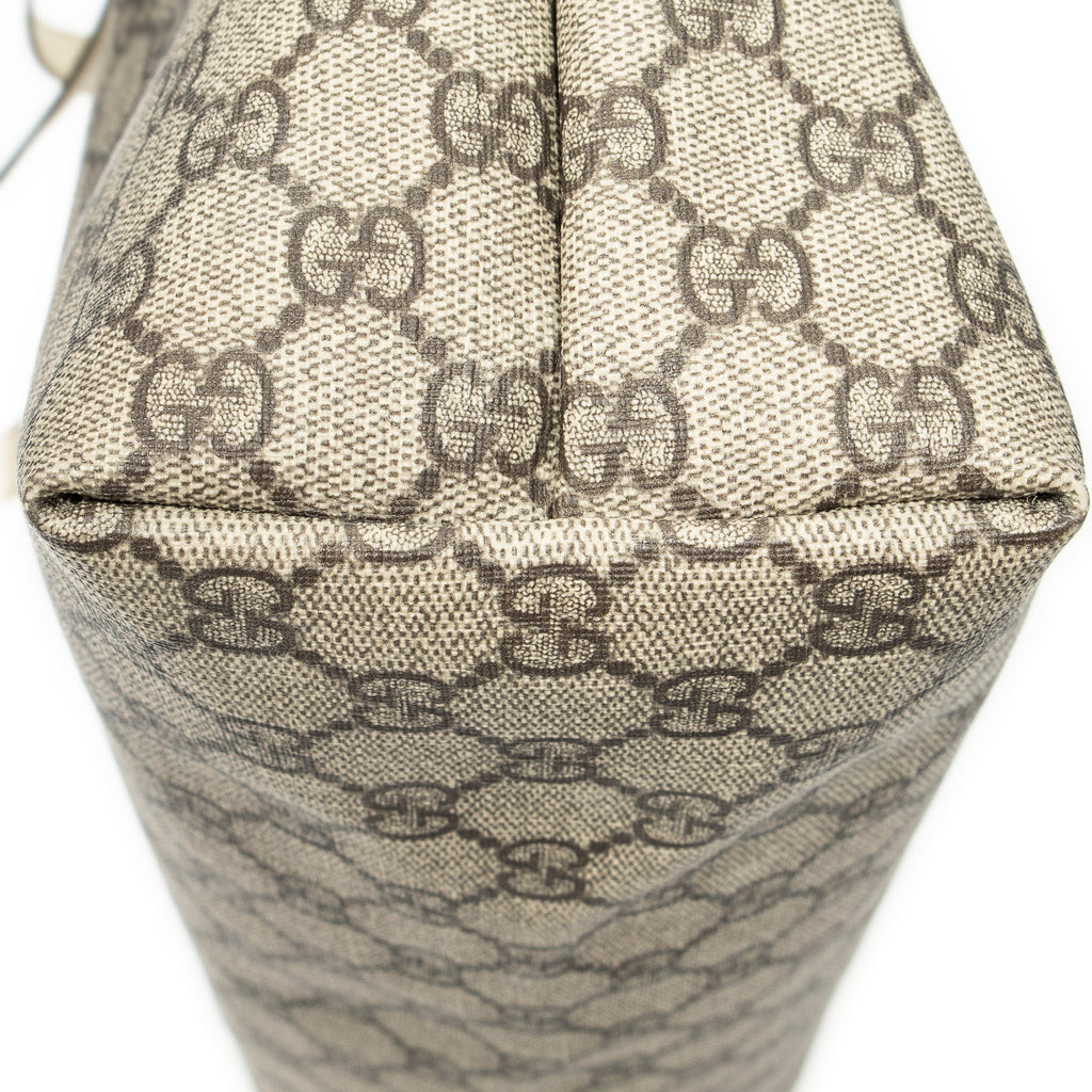 Shoulder Bag Large Zip Shopping Tote Beige Supreme Coated Canvas