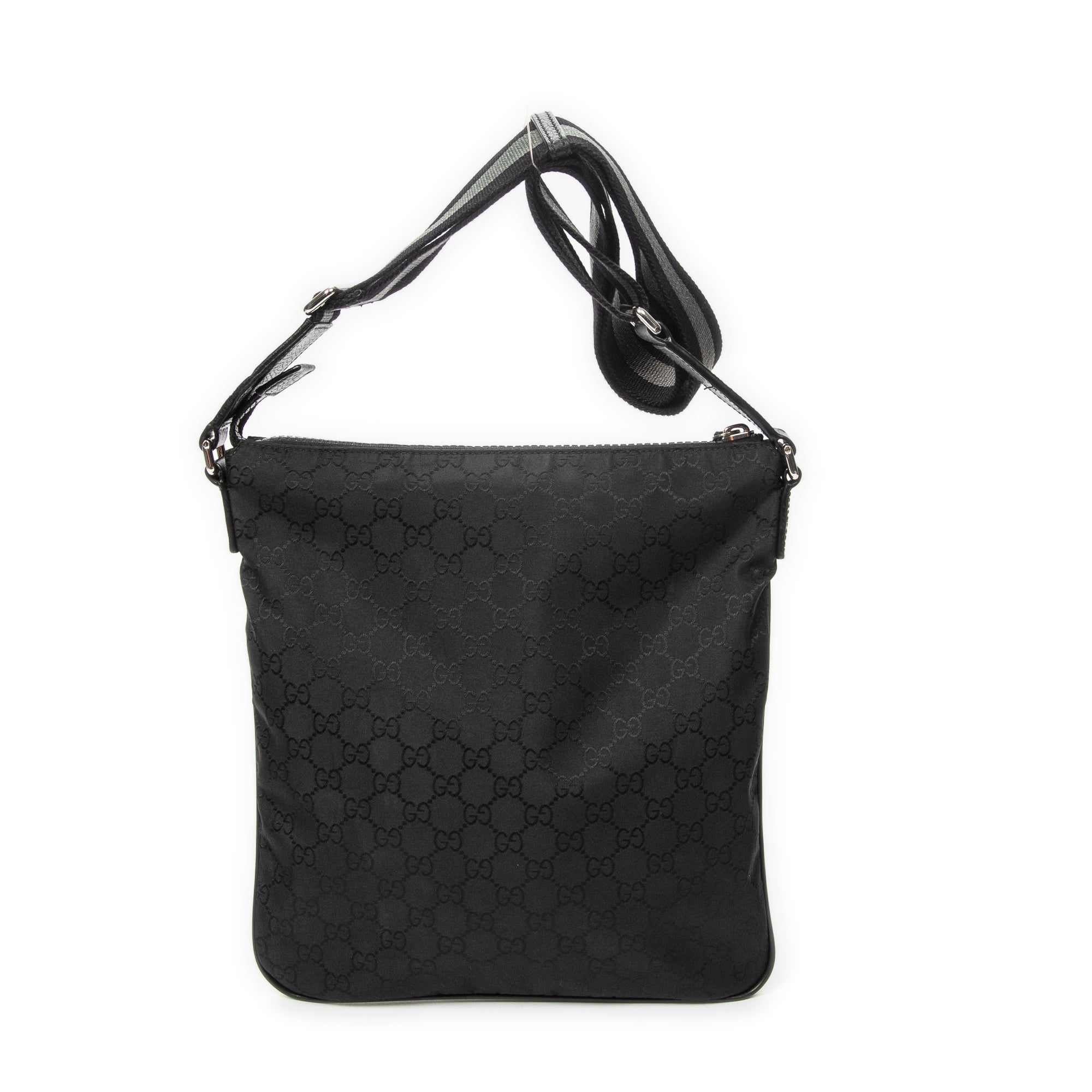 Shoulder Bag Messenger Crossbody Black Monogrammed Nylon Canvas