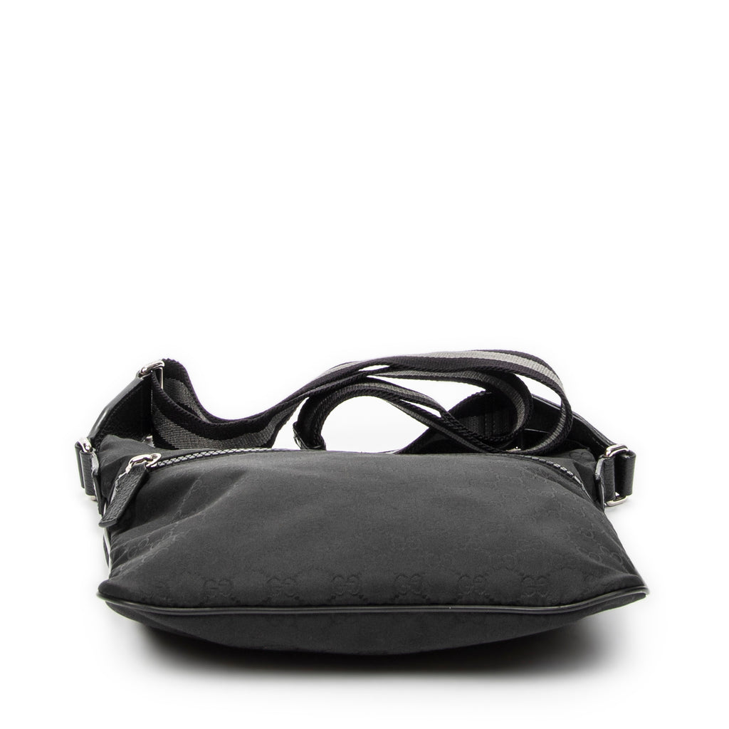 Shoulder Bag Messenger Crossbody Black Monogrammed Nylon Canvas