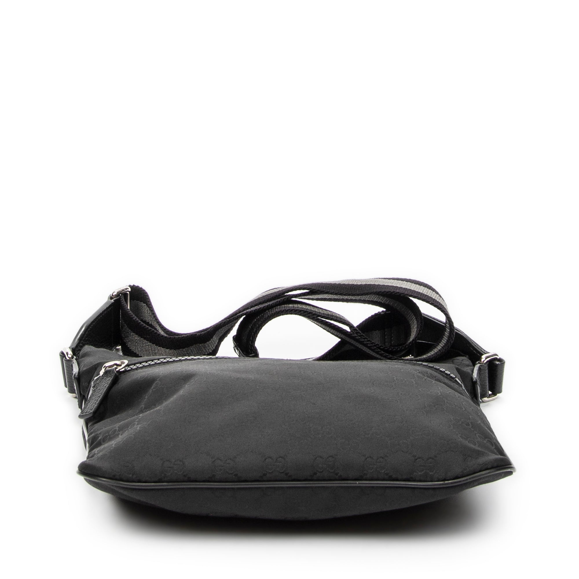 Shoulder Bag Messenger Crossbody Black Monogrammed Nylon Canvas