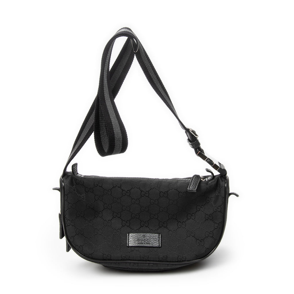 Waist Bag GG Fanny Pack Black Monogrammed Nylon Canvas