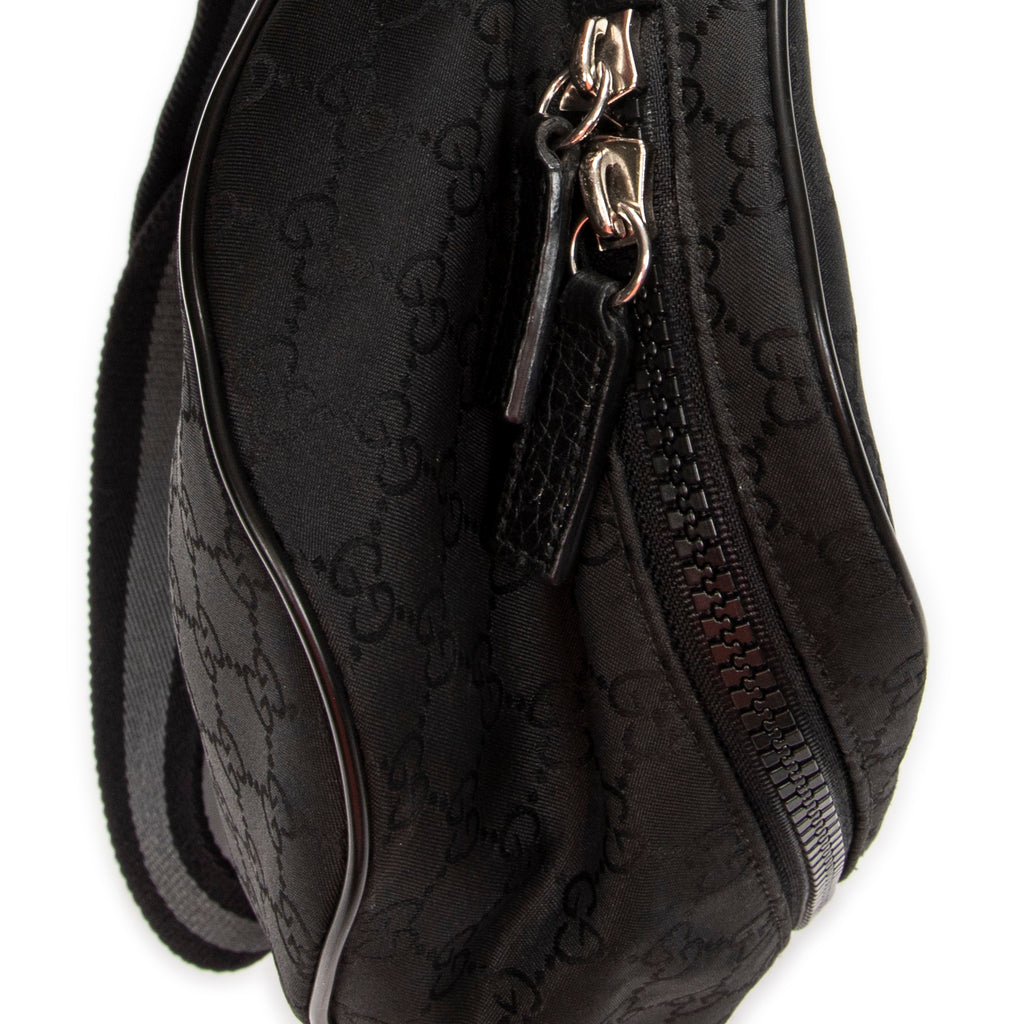 Waist Bag GG Fanny Pack Black Monogrammed Nylon Canvas