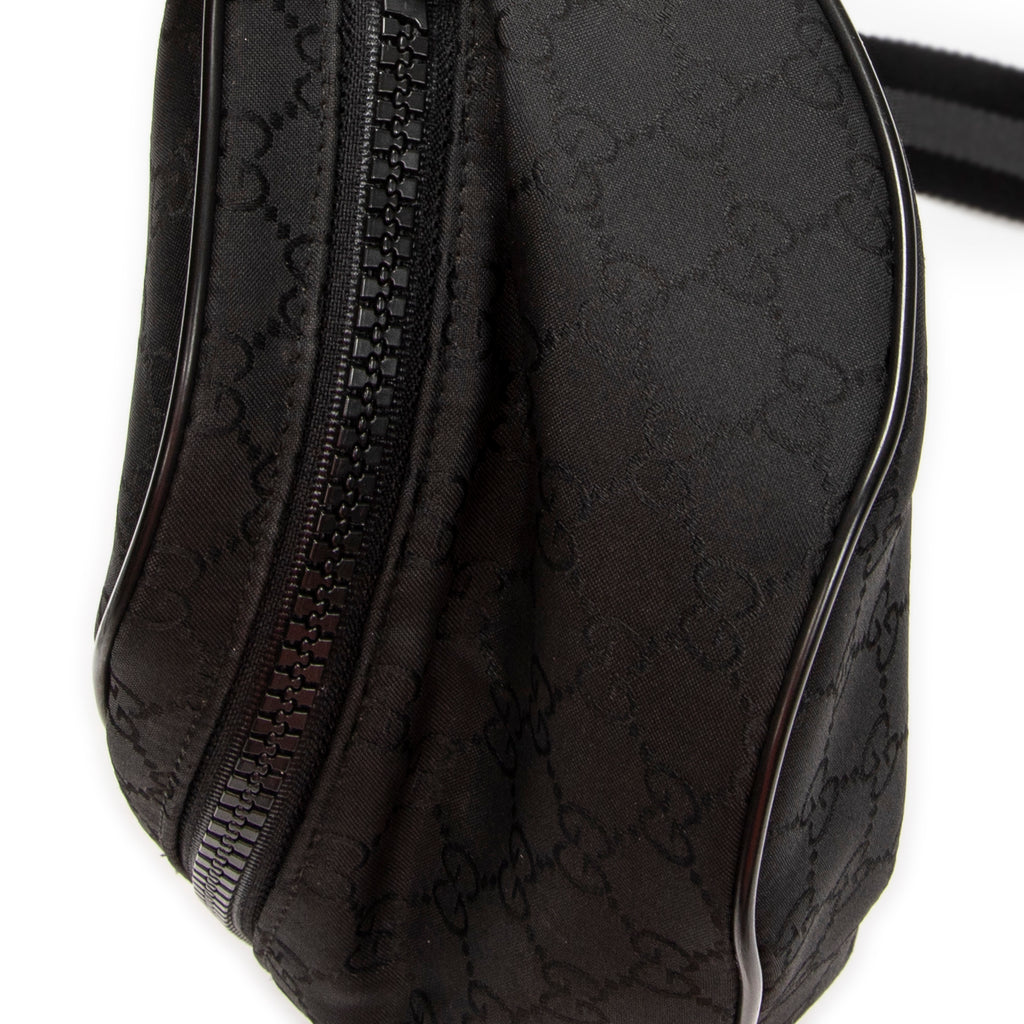 Waist Bag GG Fanny Pack Black Monogrammed Nylon Canvas