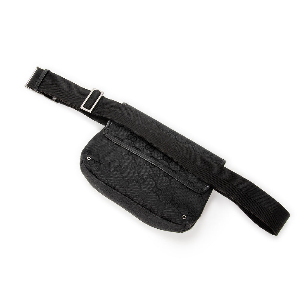 Shoulder Bag Small Waist Pouch Black Monogrammed Canvas