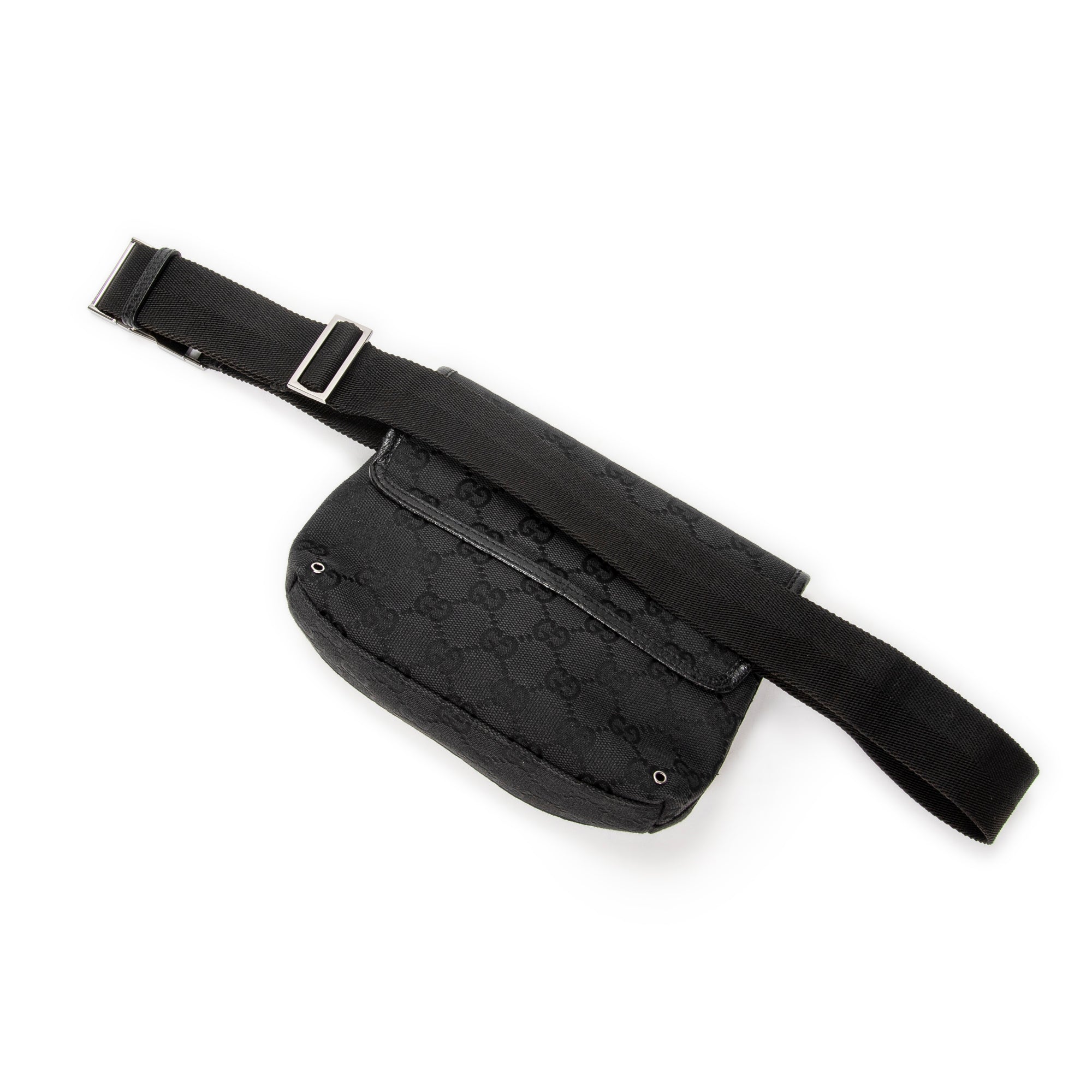 Shoulder Bag Small Waist Pouch Black Monogrammed Canvas