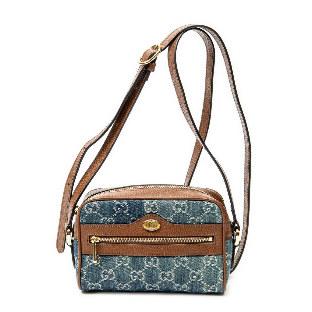 Shoulder Bag Mini Web Ophidia Crossbody Blue Monogrammed Denim Canvas