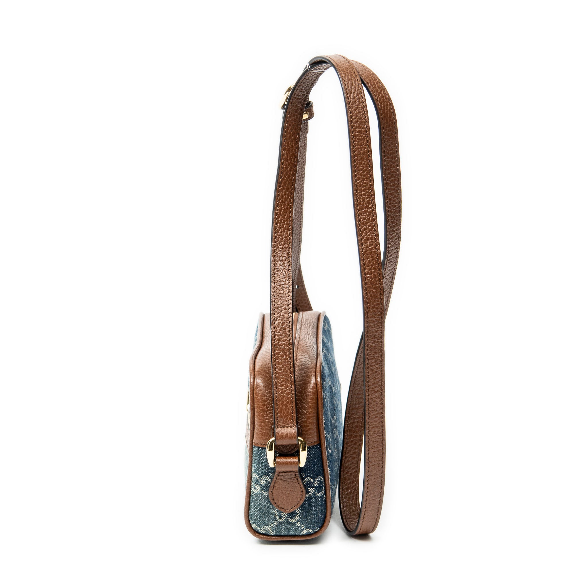 Shoulder Bag Mini Web Ophidia Crossbody Blue Monogrammed Denim Canvas