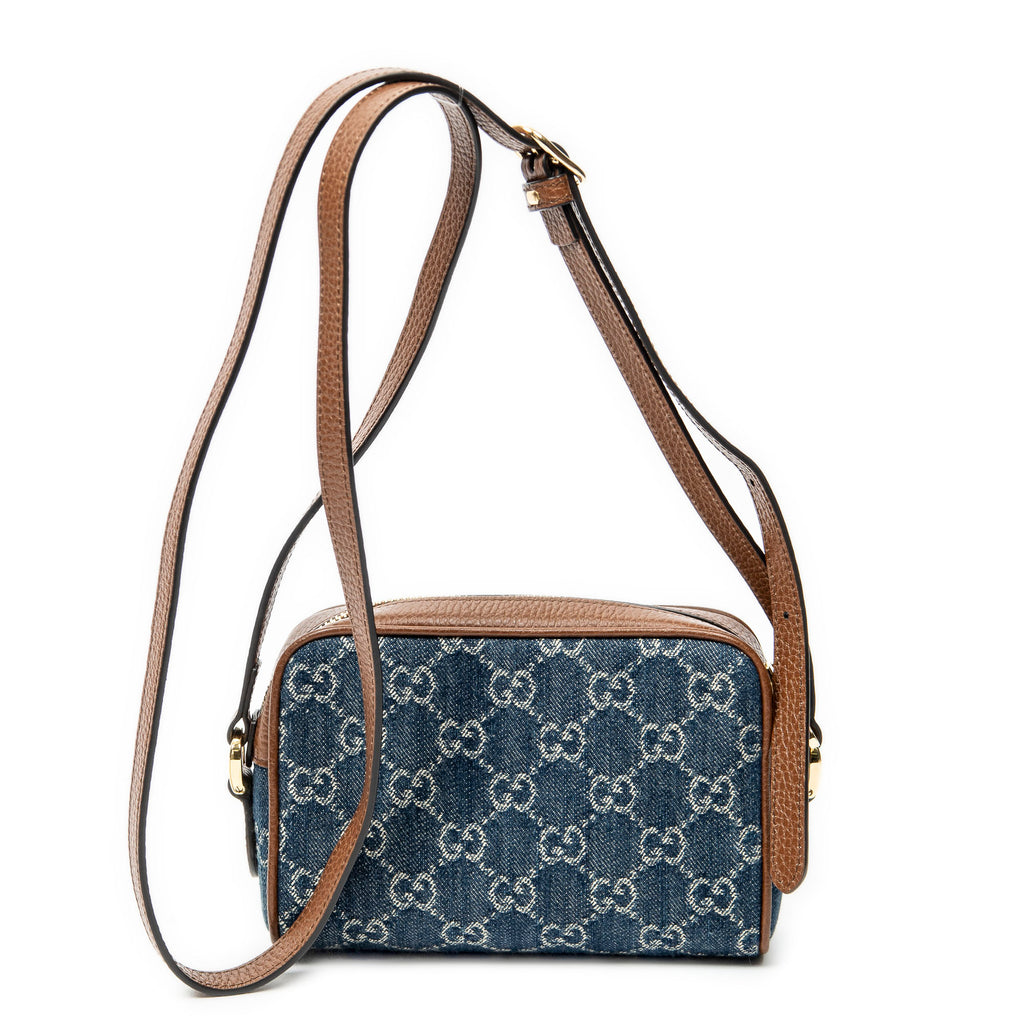 Shoulder Bag Mini Web Ophidia Crossbody Blue Monogrammed Denim Canvas
