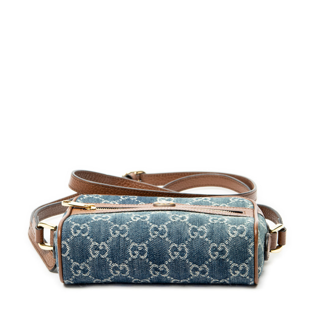 Shoulder Bag Mini Web Ophidia Crossbody Blue Monogrammed Denim Canvas