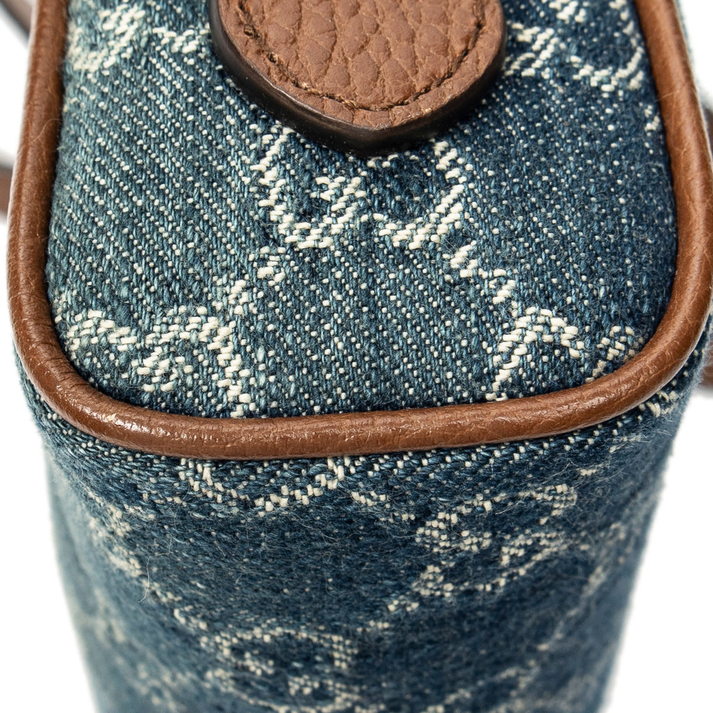 Shoulder Bag Mini Web Ophidia Crossbody Blue Monogrammed Denim Canvas