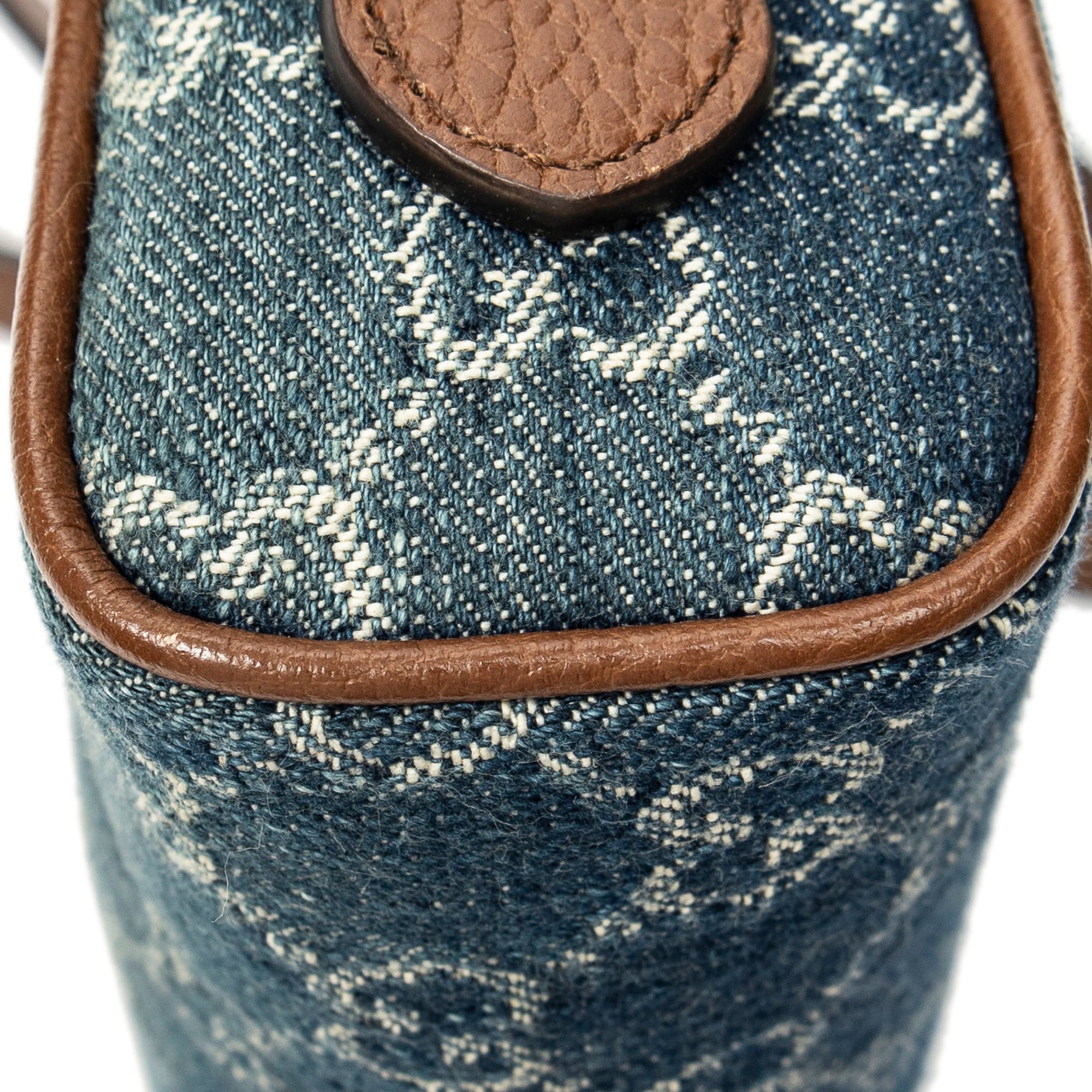 Shoulder Bag Mini Web Ophidia Crossbody Blue Monogrammed Denim Canvas