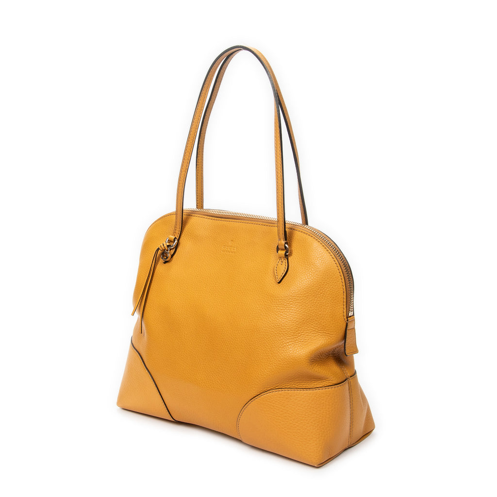 Shoulder Bag Bree Dome Tote Yellow Grained Calfskin Leather