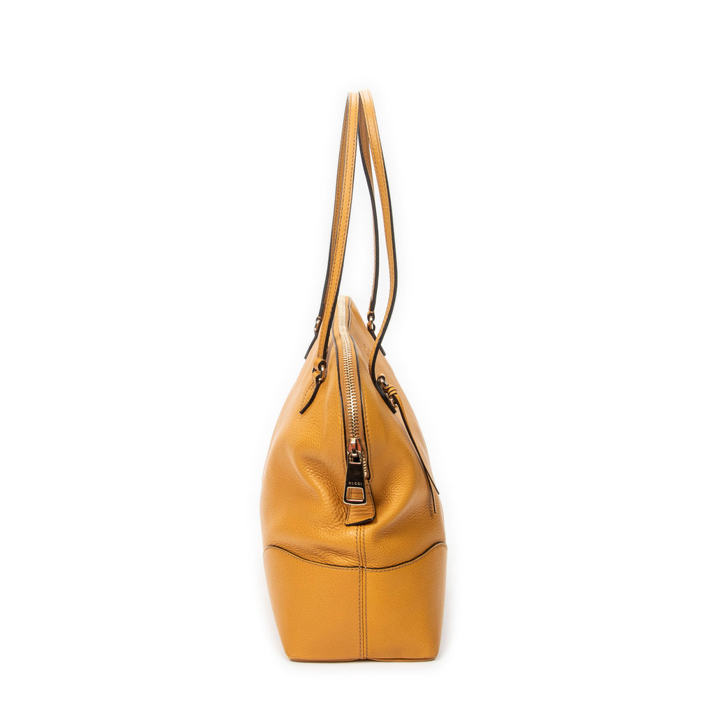 Shoulder Bag Bree Dome Tote Yellow Grained Calfskin Leather