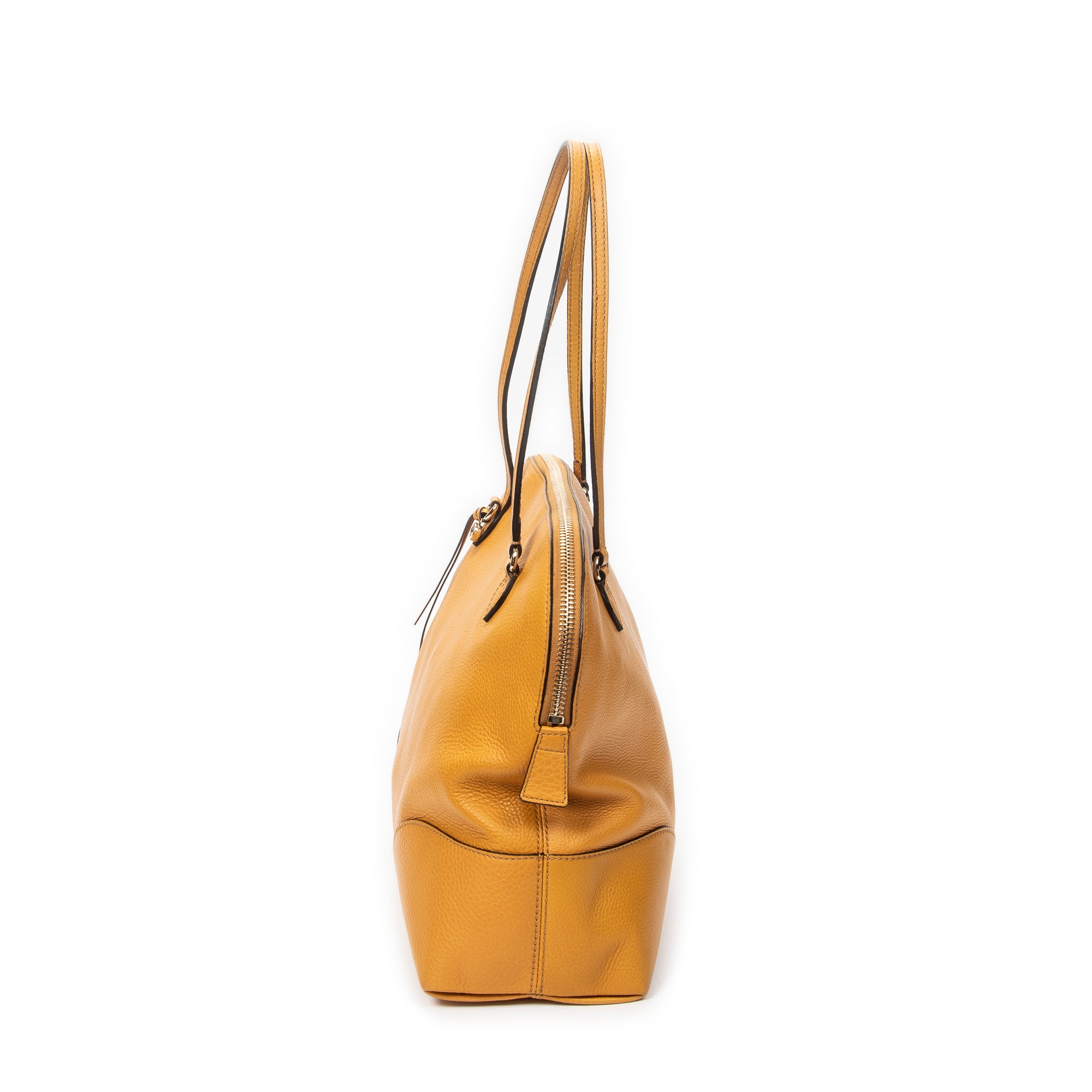 Shoulder Bag Bree Dome Tote Yellow Grained Calfskin Leather