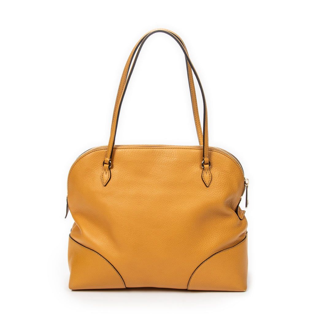 Shoulder Bag Bree Dome Tote Yellow Grained Calfskin Leather