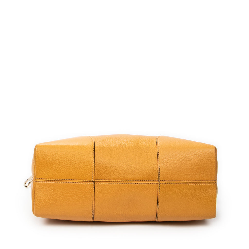 Shoulder Bag Bree Dome Tote Yellow Grained Calfskin Leather