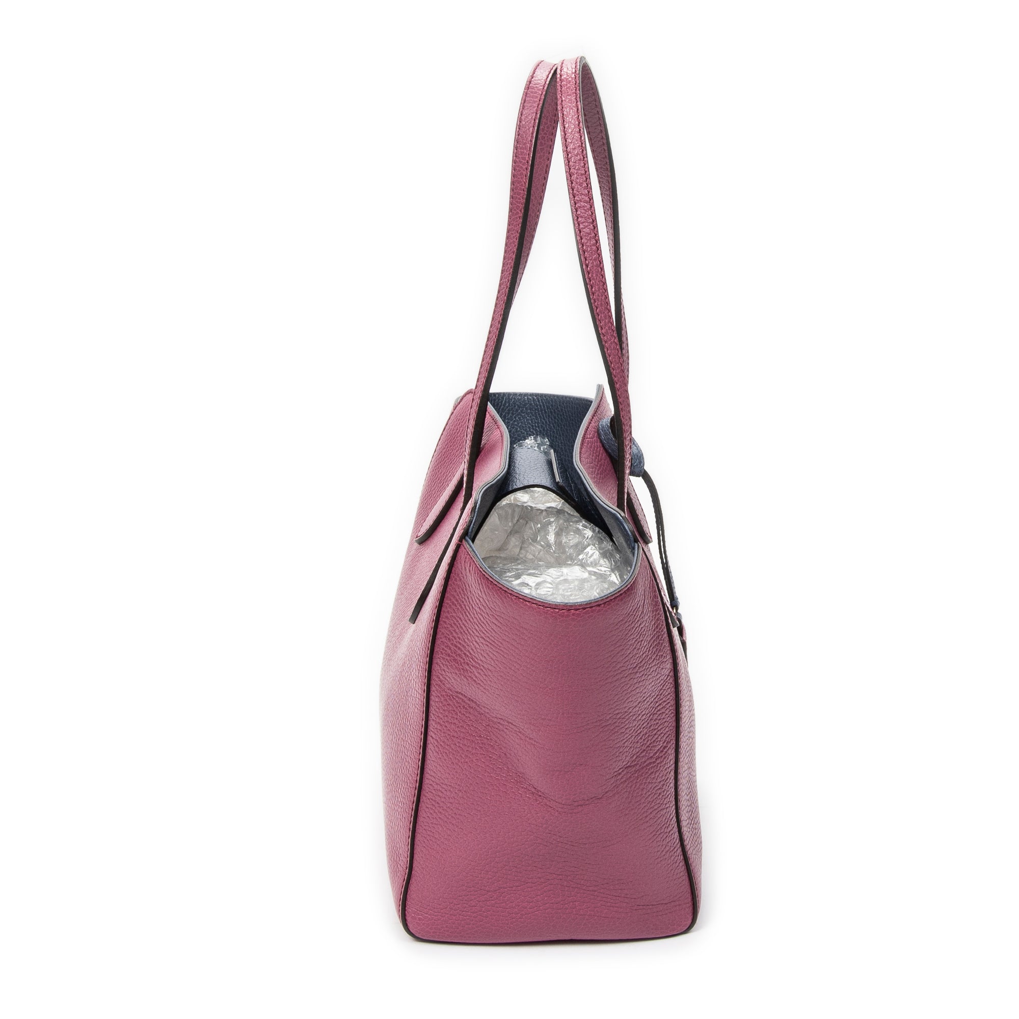 Shoulder Bag Small Swing Tote Purple Grained Calfskin Leather