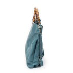 Shoulder Bag Bamboo Shopper Tote Blue Grained Calfskin Leather