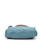 Shoulder Bag Bamboo Shopper Tote Blue Grained Calfskin Leather