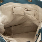 Shoulder Bag Bamboo Shopper Tote Blue Grained Calfskin Leather