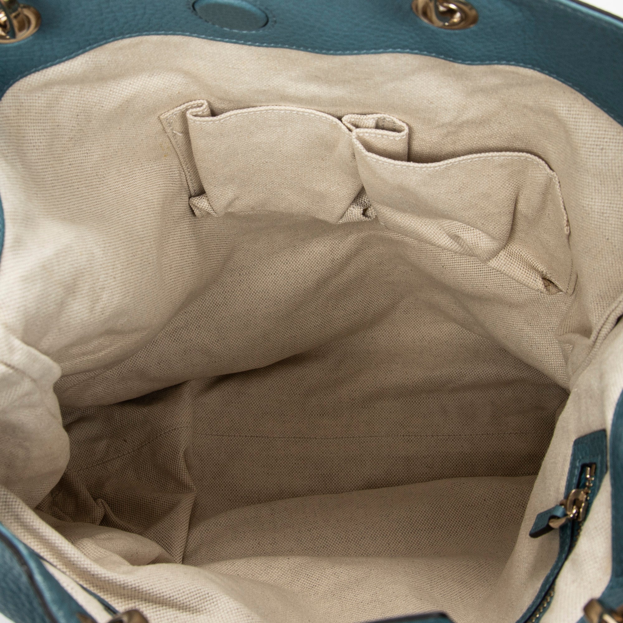 Shoulder Bag Bamboo Shopper Tote Blue Grained Calfskin Leather