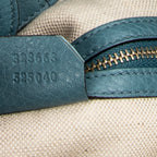 Shoulder Bag Bamboo Shopper Tote Blue Grained Calfskin Leather
