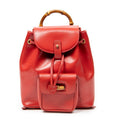 Shoulder Bag Mini Bamboo Backpack Red Textured Calfskin Leather