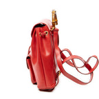 Shoulder Bag Mini Bamboo Backpack Red Textured Calfskin Leather