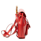 Shoulder Bag Mini Bamboo Backpack Red Textured Calfskin Leather