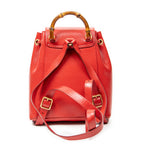 Shoulder Bag Mini Bamboo Backpack Red Textured Calfskin Leather