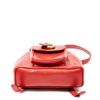 Shoulder Bag Mini Bamboo Backpack Red Textured Calfskin Leather