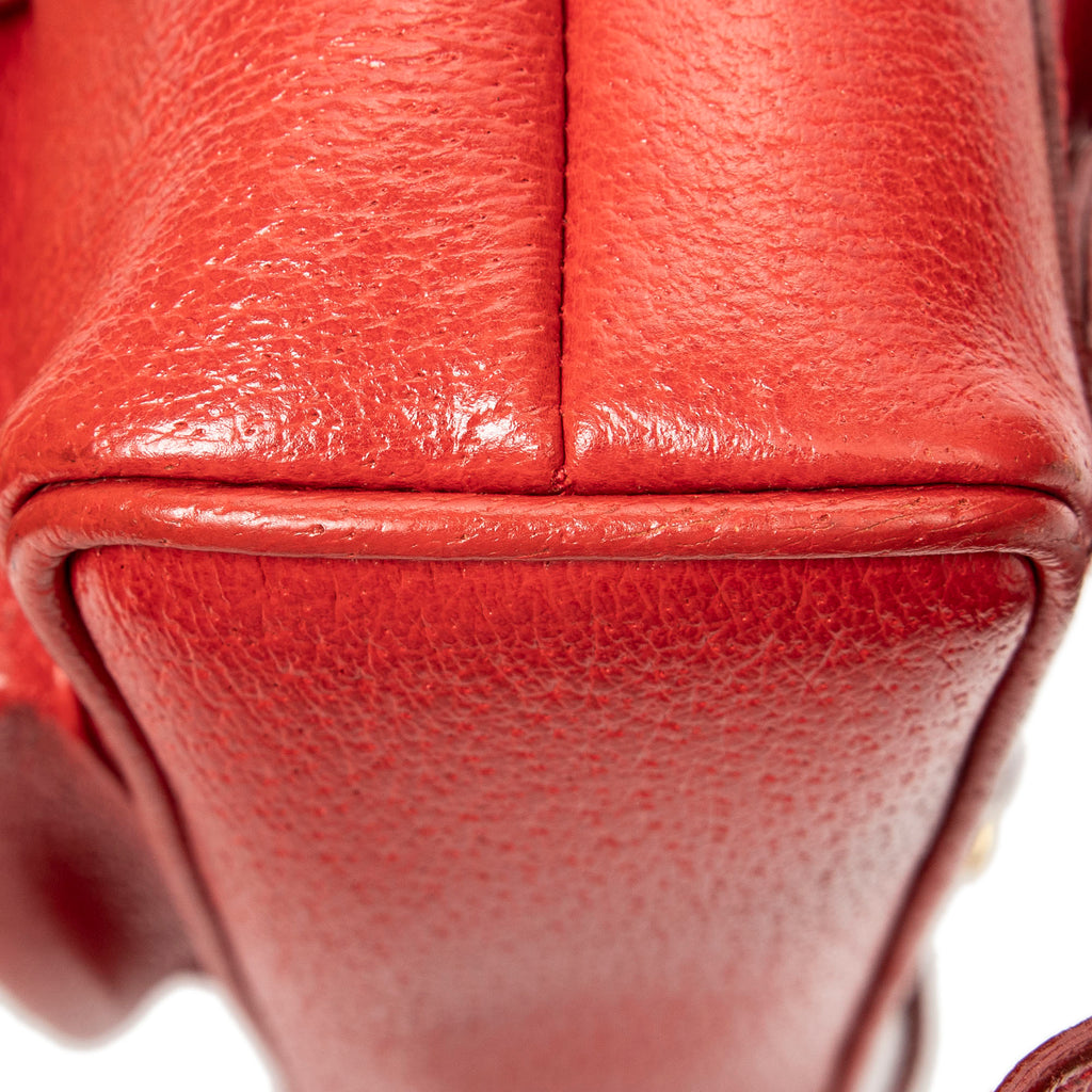 Shoulder Bag Mini Bamboo Backpack Red Textured Calfskin Leather