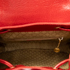 Shoulder Bag Mini Bamboo Backpack Red Textured Calfskin Leather