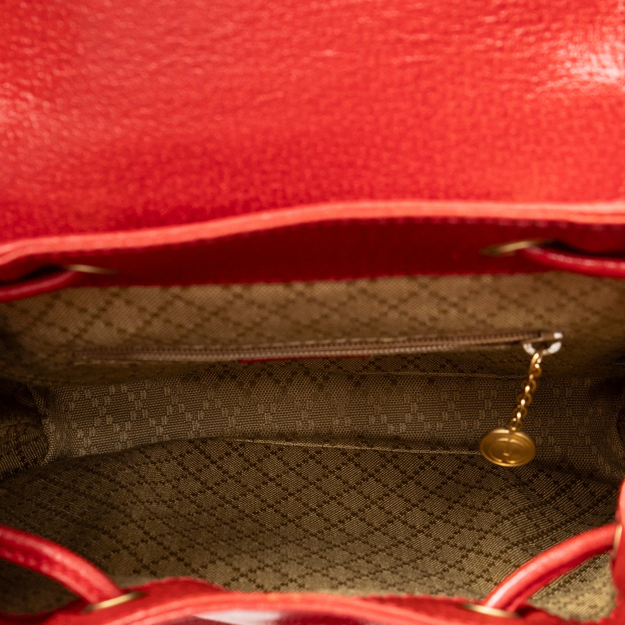 Shoulder Bag Mini Bamboo Backpack Red Textured Calfskin Leather