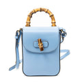 Shoulder Bag Bamboo Top Handle Mini Bag Light Blue Smooth Calfskin Leather