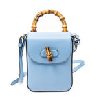 Shoulder Bag Bamboo Top Handle Mini Bag Light Blue Smooth Calfskin Leather