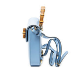 Shoulder Bag Bamboo Top Handle Mini Bag Light Blue Smooth Calfskin Leather