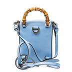 Shoulder Bag Bamboo Top Handle Mini Bag Light Blue Smooth Calfskin Leather
