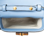 Shoulder Bag Bamboo Top Handle Mini Bag Light Blue Smooth Calfskin Leather