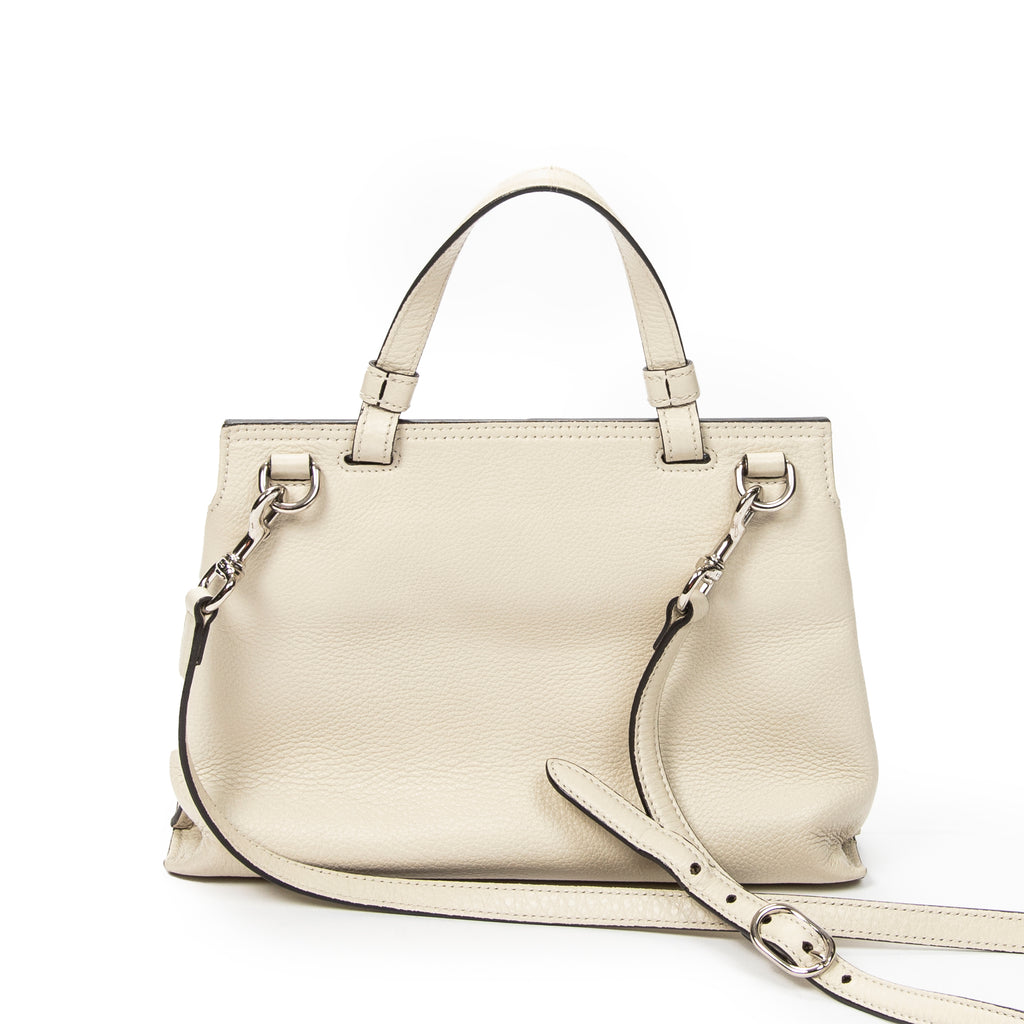 Shoulder Bag Small Bamboo Daily Top Handle Ivory Grained Calfskin Leather