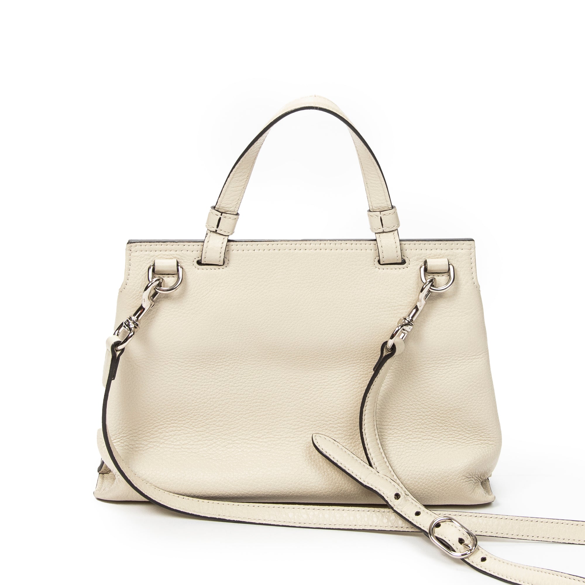 Shoulder Bag Small Bamboo Daily Top Handle Ivory Grained Calfskin Leather