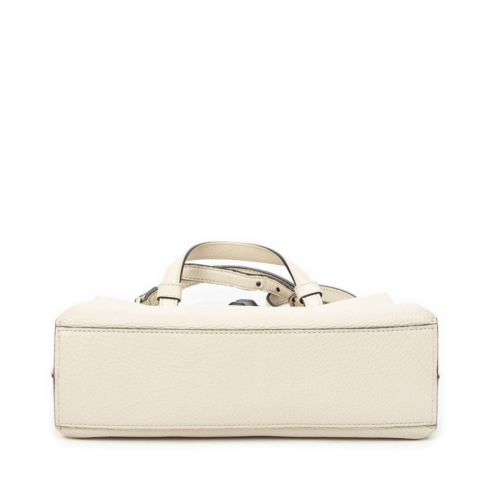 Shoulder Bag Small Bamboo Daily Top Handle Ivory Grained Calfskin Leather