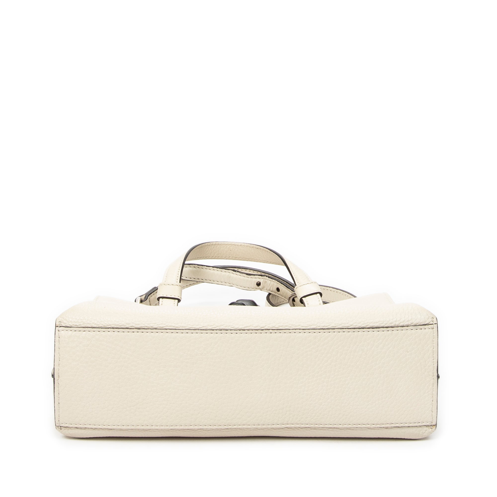 Shoulder Bag Small Bamboo Daily Top Handle Ivory Grained Calfskin Leather